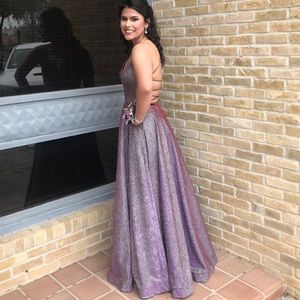 Shimmery Open Back Prom Dress